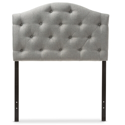 Baxton Studio Myra Modern and Contemporary Grey Fabric Upholstered Button-Tufted Scalloped Twin Size Headboard